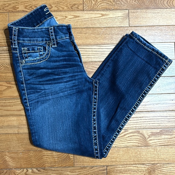 Silver Jeans Suki Capri‎ size 27 blue denim pants low rise - Picture 3 of 7